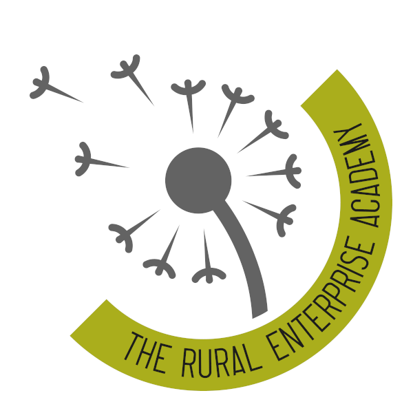The Rural Enterprise Academy logo with a dandelion seed head releasing seeds